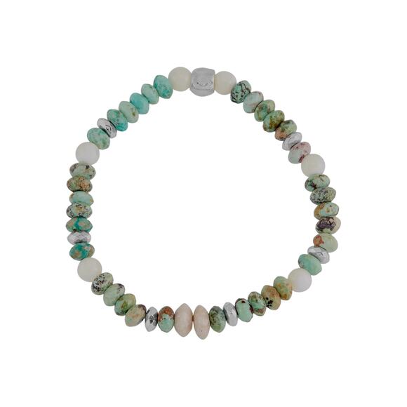 SILPADA In the Tropics Silver Mixed Stones Stretch Bracelet